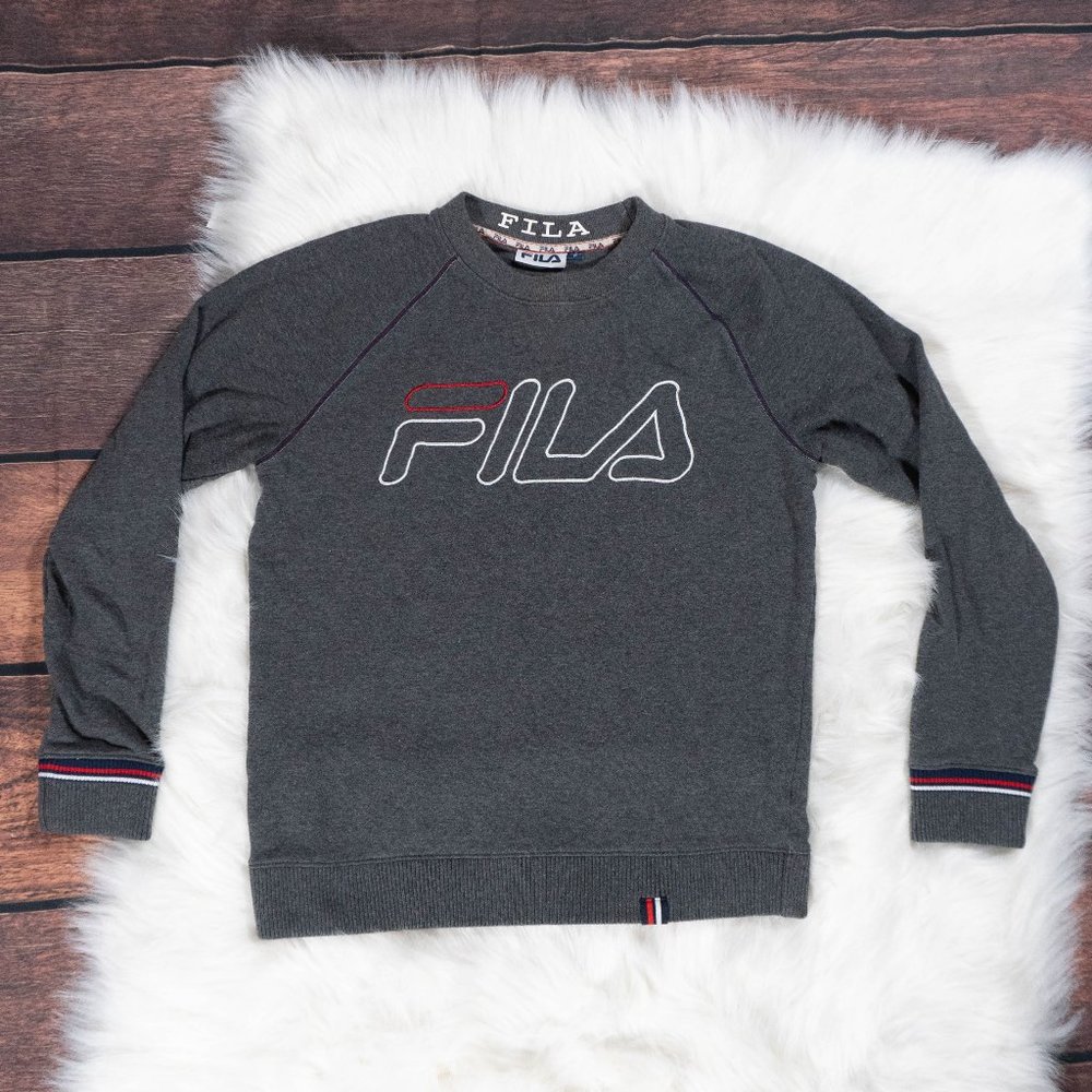 FILA Women’s Gray Logo Crewneck Sweatshirt Size Small Sportscore Vintage Y2K